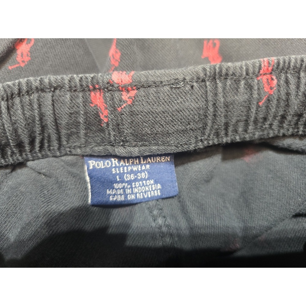 Polo Ralph Lauren Pajama Pants Loungewear Men's Large Black Logo Print - Picture 3 of 3